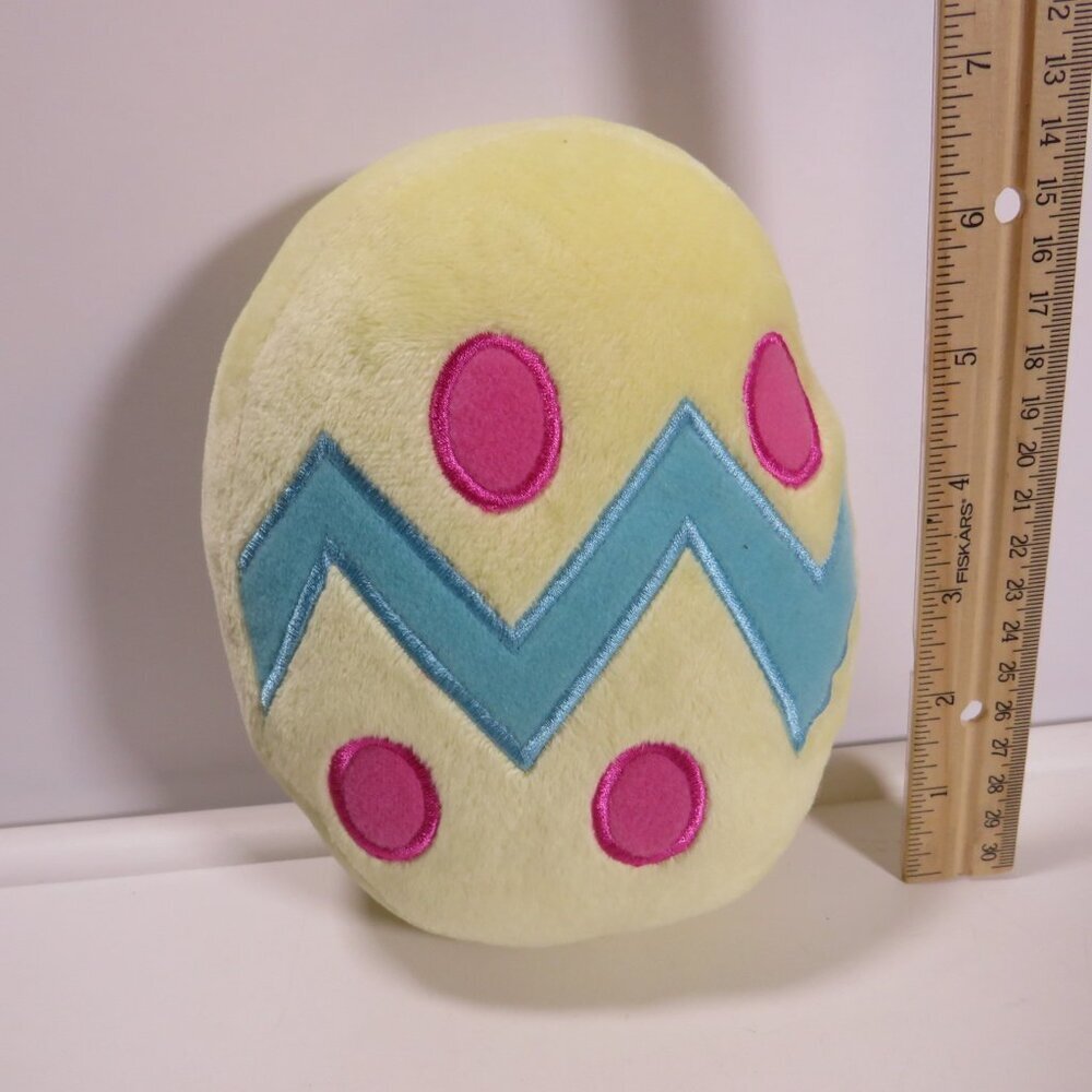 Easter egg small pillow "Happy Easter" Double Sided embroidered yellow plush